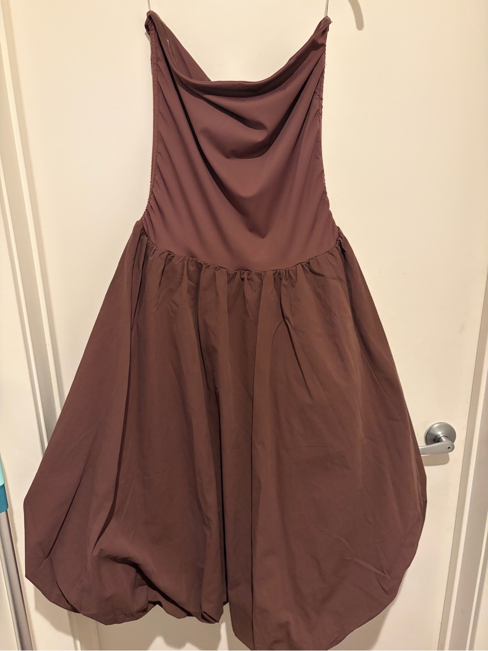 Backless Cowl Neck Midi Dress in Chocolate Brown